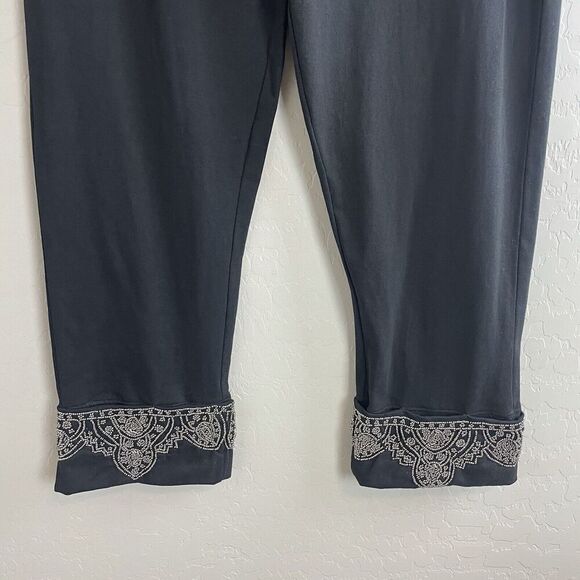 Love Sam Anthropologie Womens Size Small Black Beaded Cuff Pants Embellished NWT - Picture 3 of 8